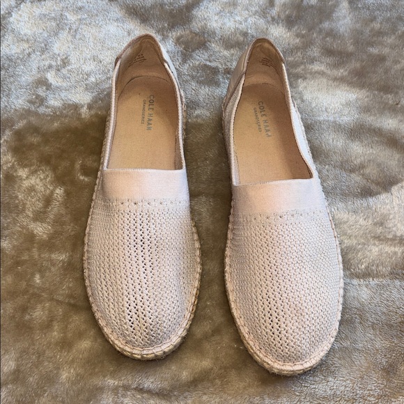 Cole Hann Metallic Shimmer Pale Pink Espadrille Slip-On Cloudfeel Shoes Women 10 - Picture 6 of 13